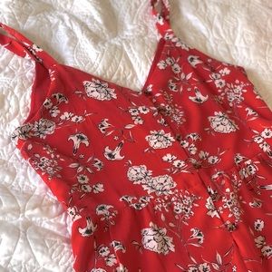Red w/ Floral Print Romper